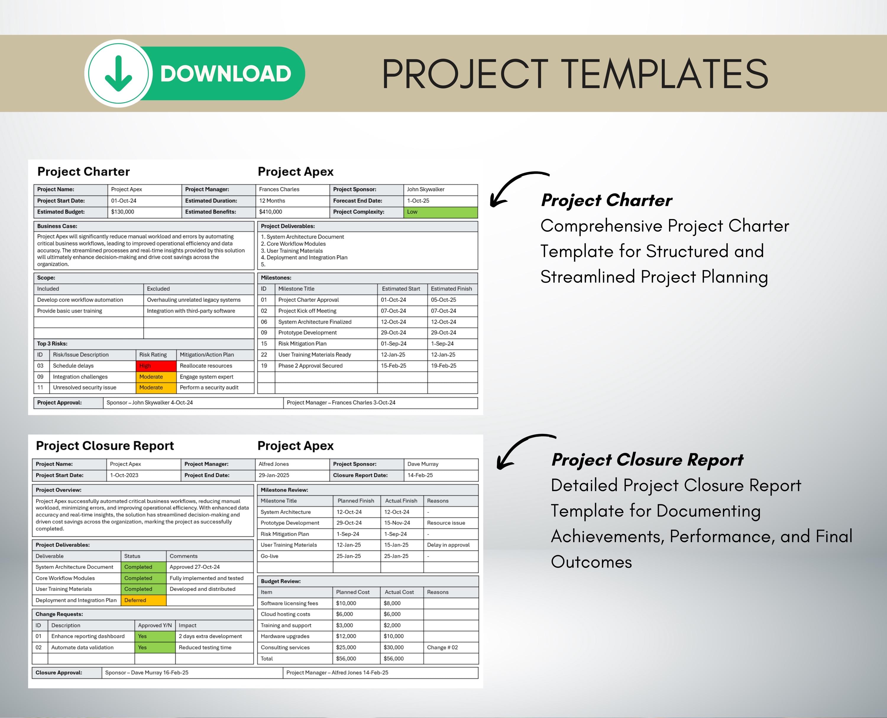 Project Management Template Bundle: Gantt Chart, Risk Register (digital ...