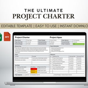 Project Charter Template, Project Initiation Document, Project Management, Project Manager Template, Project Planner, Digital Download