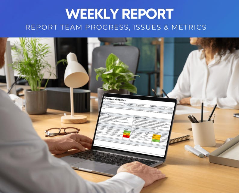 Weekly Team Update Template: Powerpoint & Excel Report (digital ...