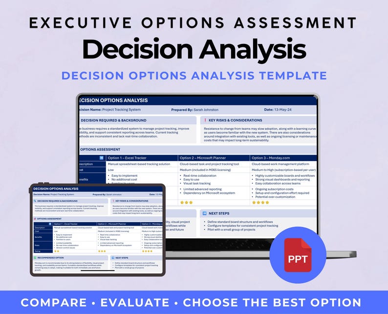 Decision Matrix Template | Options Analysis | Business Case | Cost ...