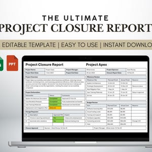 Project Closure Report Template, Project Closure Document, Project Management, Project Manager Template, Project Planner, Digital Download