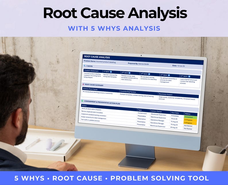 Root Cause Analysis Template | 5 Whys Template | Problem Solving Report ...