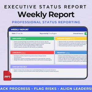 Executive Weekly Status Report Template | Powerpoint Executive Update ...