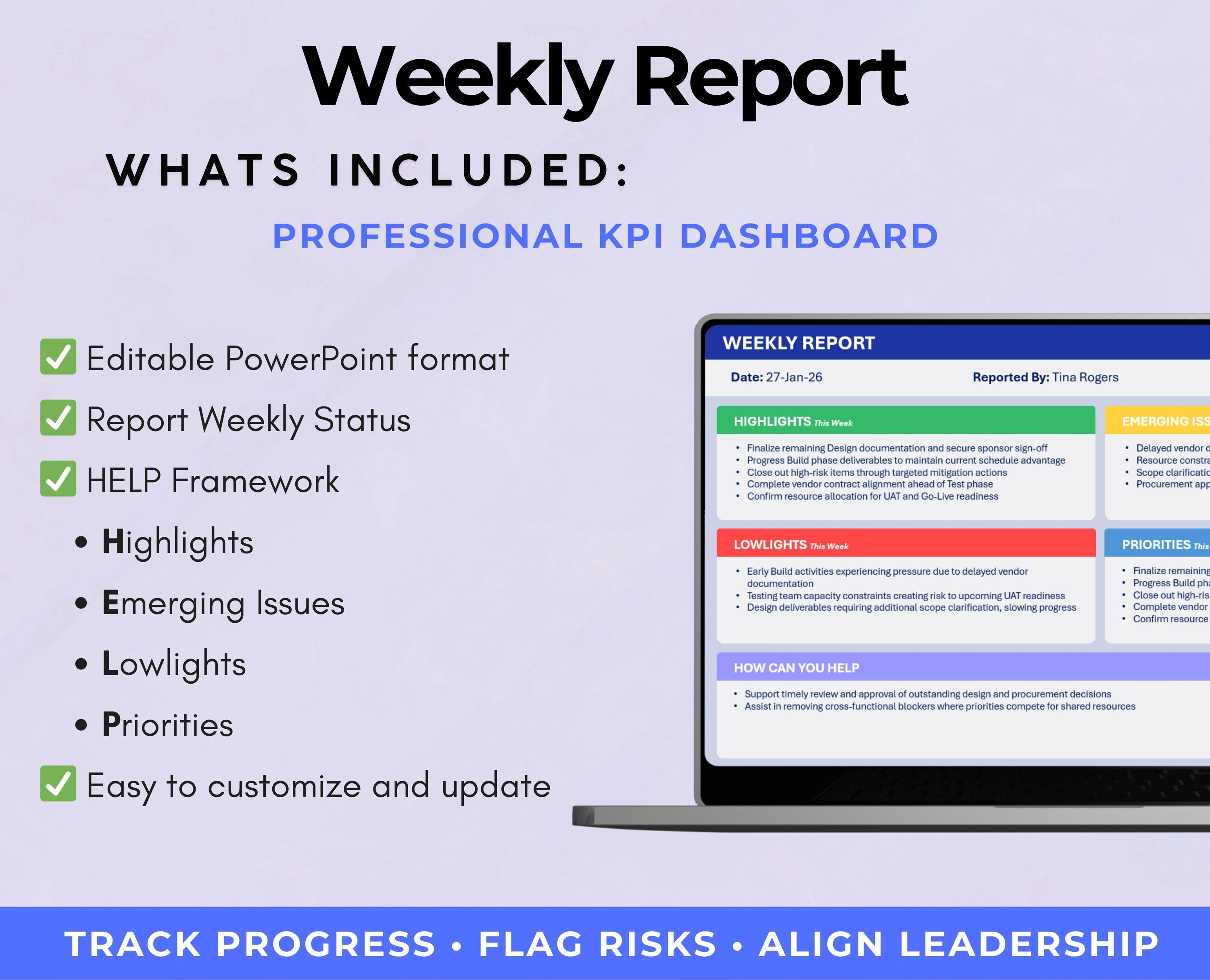 Executive Weekly Status Report Template | Powerpoint Executive Update ...