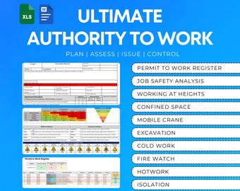 Sjabloon Authority to Work | Werkvergunning met hoog risico | Sjabloon managementsysteem voor veiligheid op de werkplek