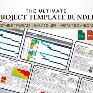 Ultieme sjabloonbundel projectbeheer: charter, risicoregister, afsluitingsrapport, Gantt-diagram en statusrapport voor eenvoudige planning
