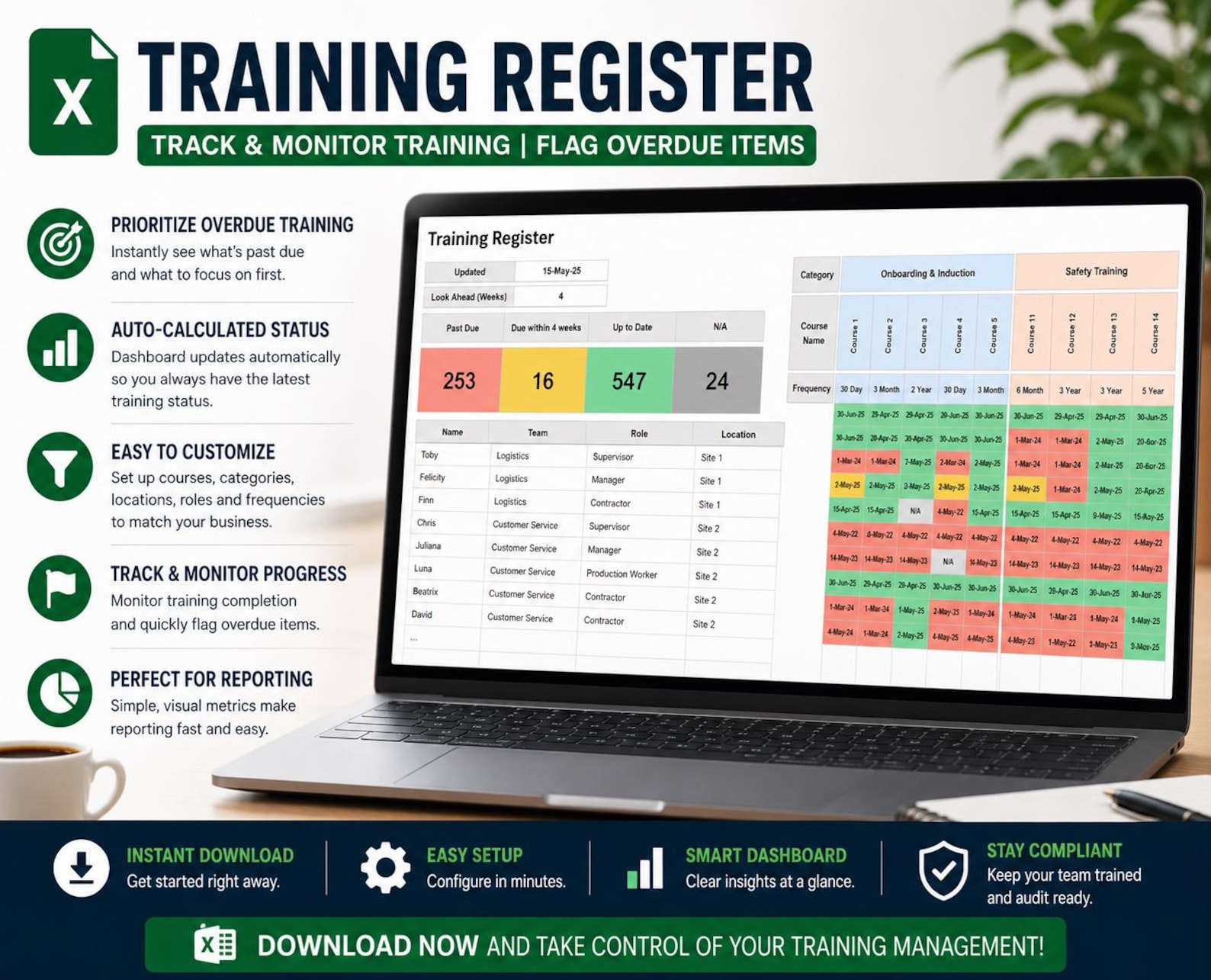 Training Register Afsl Requirements Training Register Excel Template | Employee Training Tracker | Staff ...
