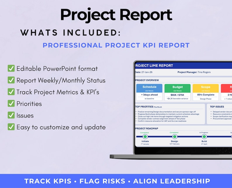 Executive Project Status Report Template | Powerpoint Project Executive ...