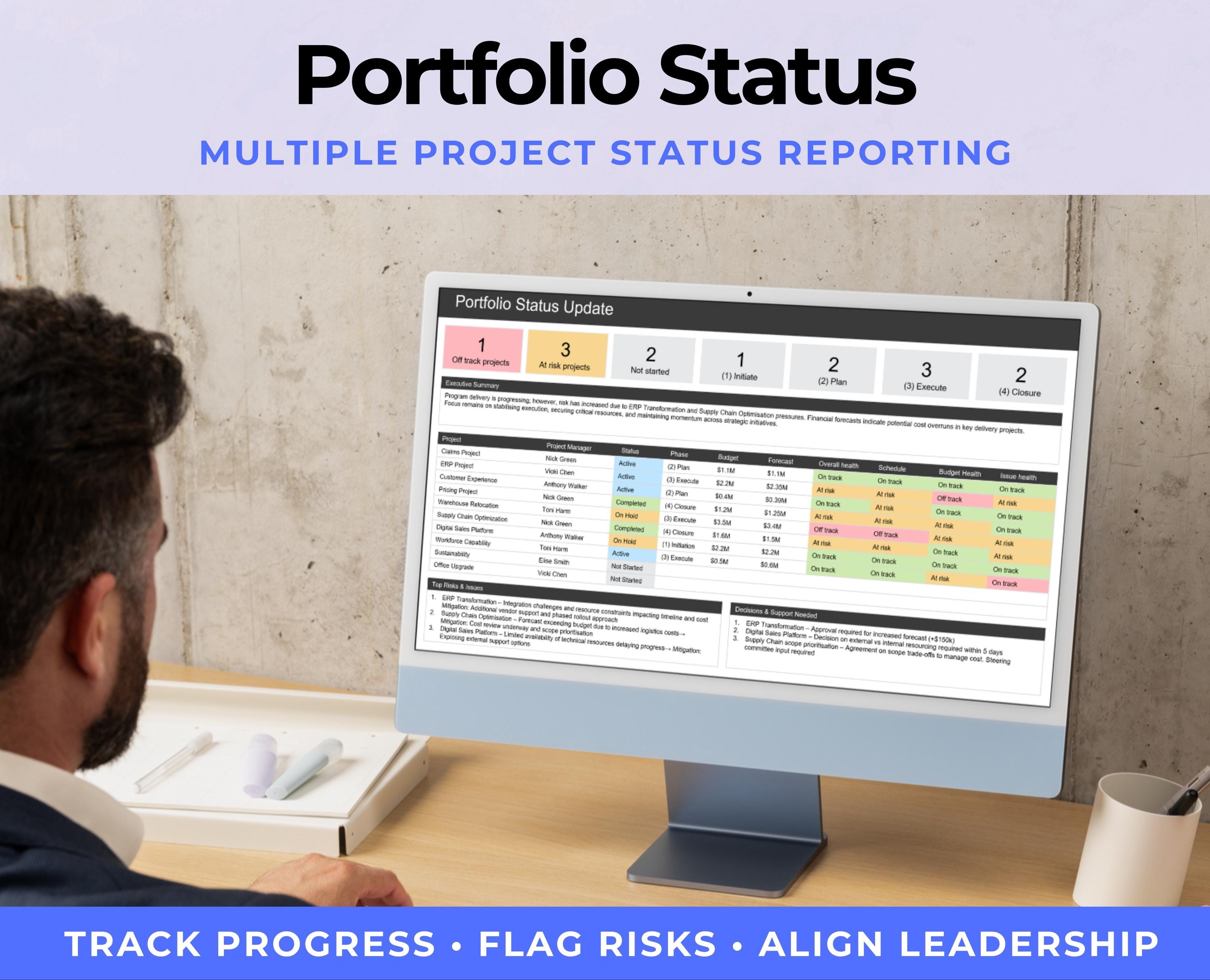 Executive Project Portfolio Status Report Template | Powerpoint Program ...