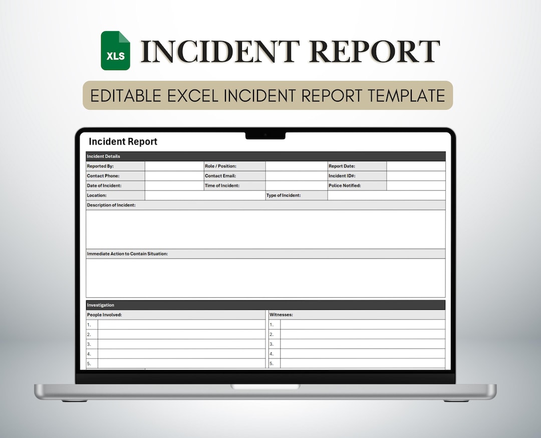 Safety Incident Report Form Excel Template | Workplace Accident ...