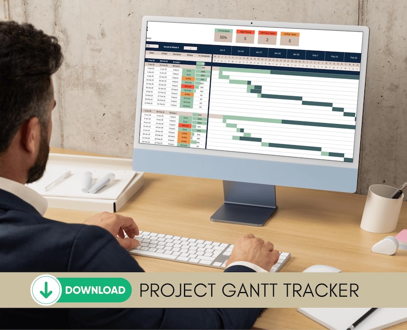 Pmo Tasktracker Gantt Chart Template | Excel Project Timeline Tracker | Milestone ...