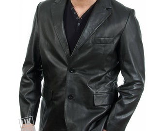 New Men's Genuine Lambskin Real Leather Blazer Black Coat - Etsy