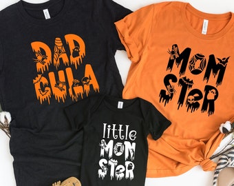Momster Shirt, Dadcula Shirt, Halloween matching shirt, Halloween Family matching shirt, Matching family pajamas, Halloween mom and dad tees