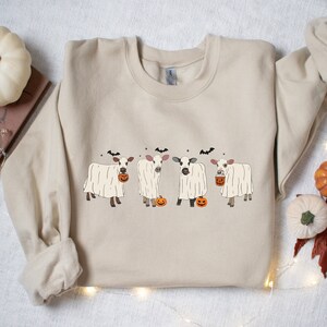 Ghost Cows Halloween Sweatshirt: Funny Fall Crewneck