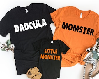 Halloween matching shirt, Halloween Family matching shirts, Matching family pajamas, Halloween mom and dad shirt, Momster shirt, dadcula tee
