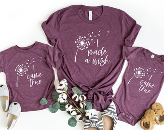 I Made A Wish I Came True Mommy and Baby Matching Shirts, Matching mothers day shirts, Matching Family shirts, Dandelion shirt, Mama shirt