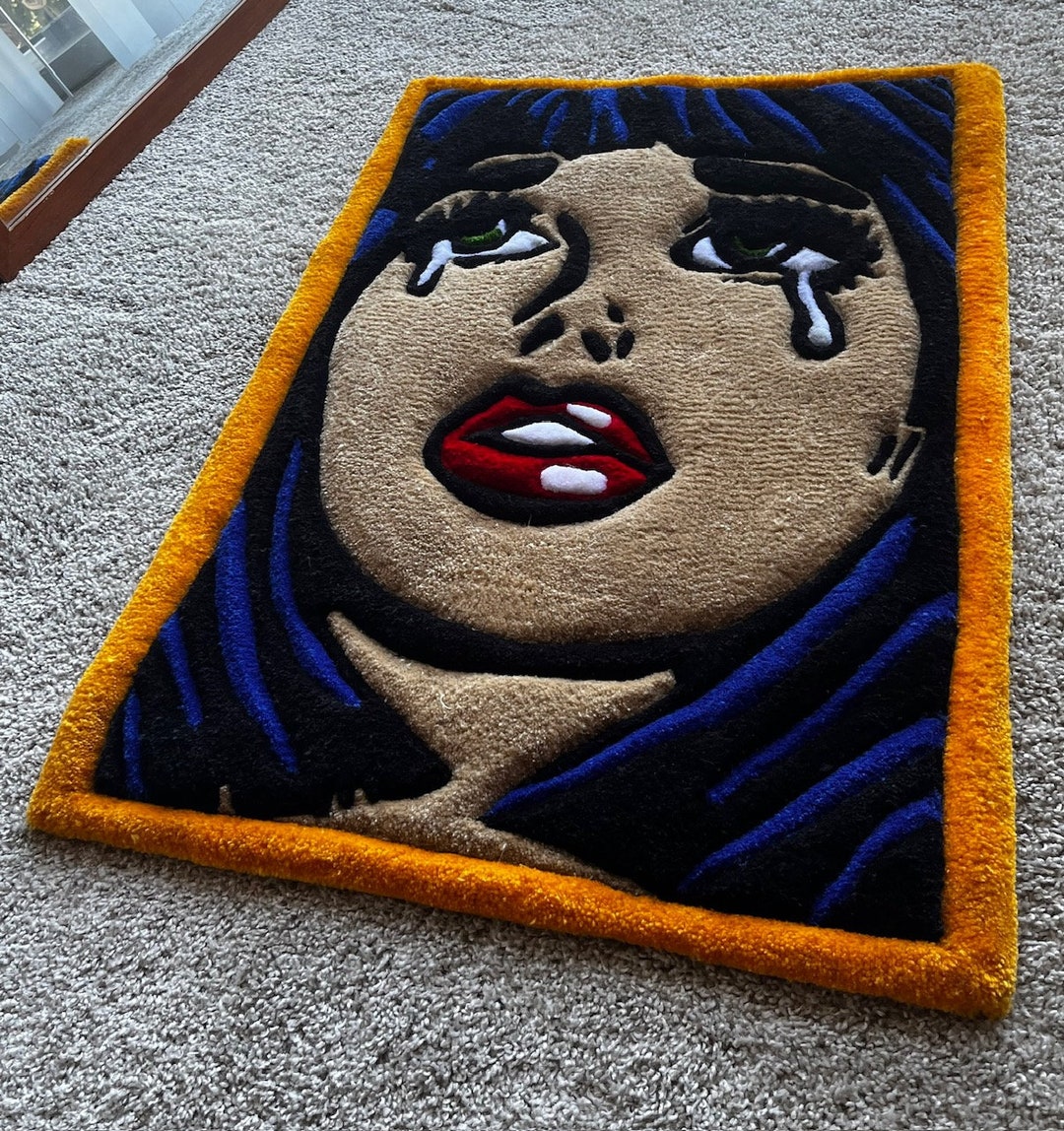 Pop Art Crying Damsel in Distress Tufted Rug | Cartoon-inspired Rug ...