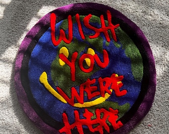 Travis Scott Inspired "Wish You Were Here" Logo Tufted Rug | Premium Streetwear-Inspired Rug | Trendy Hip-Hop Floor Art