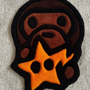 Premium Streetwear-Inspired Rug | Iconic Bape Ape Inspired Logo Rug for Home Decor |  Bold Urban Fashion Rug