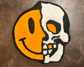 Homemade Tufted Skull Rug Smiley Face Rug