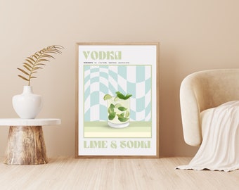 Vodka Lime and Soda Digital Print | Cocktail Wall Art | Instant Download | Bar Decor | Mixology Gift