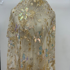 Elegancia floral encantadora: exquisito encaje de lentejuelas con cuentas de 6 colores para vestidos de novia, vestidos de fiesta y manualidades atemporales
