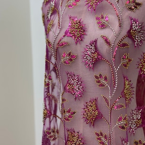 Exquisite Floral Elegance: Multi-Color Beaded Lace Fabric for Wedding and Formal Dresses