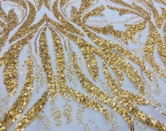 Gorgeous Beaded lace  fabric with patterned shiny Sequins embroidered tulle fabric by yard for wedding bridesmaid prom formal dresses