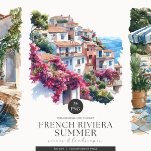 Summer Beach Illustration, Watercolor Landscape View Clipart, Sea View, Summer Beach PNG, Junk Journal Pages, Scrapbook, Commercial Use