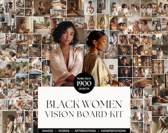 2026 Manifestation Board Printable Vision Board Kit Dream Board for Black Women Digital Law of Attraction Affirmation Vision Board Images