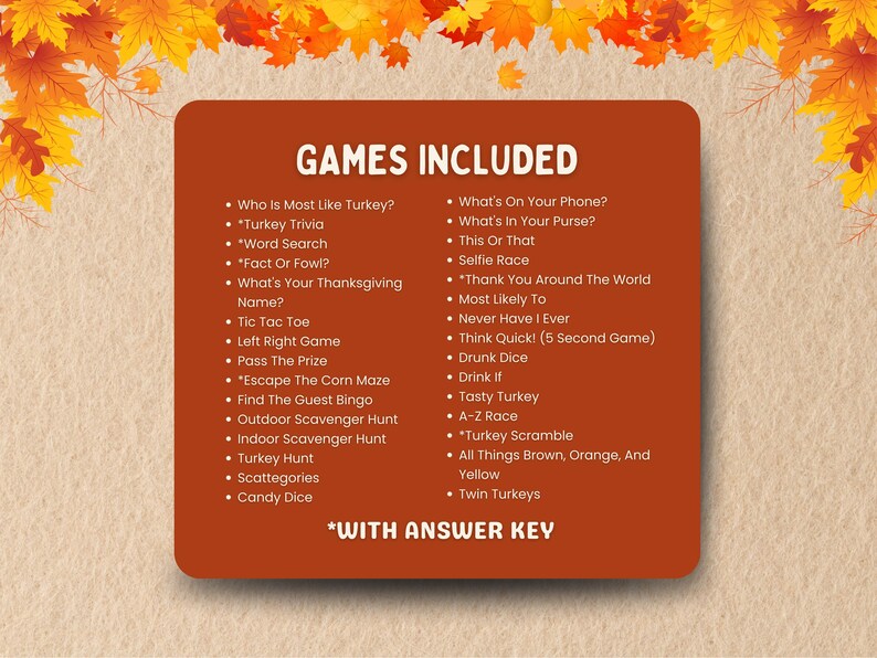 Thanksgiving Games Thanksgiving Game Bundle Thanksgiving Party Games