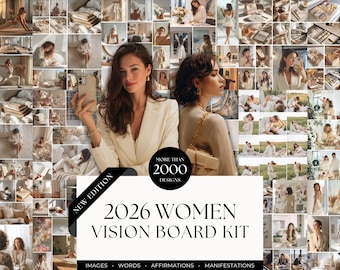 2026 Manifestation Board Printable Vision Board Kit Dream Board Mood Board for Women Digital Law of Attraction Vision Board Affirmation