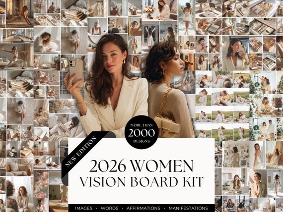 2026 Manifestation Board Printable Vision Board Kit Dream Board Mood Board for Women Digital Law of Attraction Vision Board Affirmation