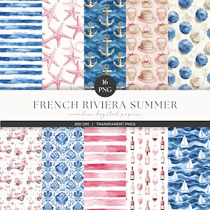 Papel digital de verano playero, archivo sin costuras para vacaciones de verano, fondo azul y rosa veraniego, páginas de diario basura, álbum de recortes, uso comercial