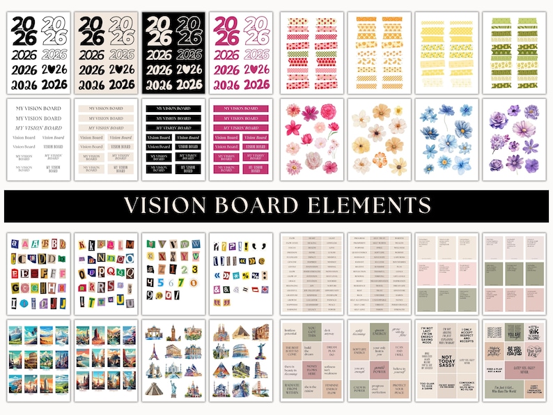 2026 Manifestation Board Printable Vision Board Kit Dream Board for ...