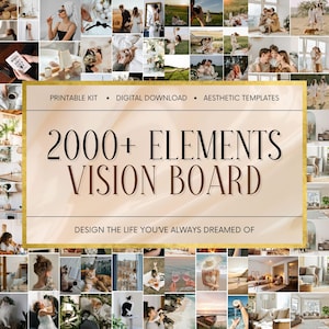 Tablero de visión 2025, imprimibles, tablero de sueños para mujeres, ley de la atracción, plantilla, manifestación