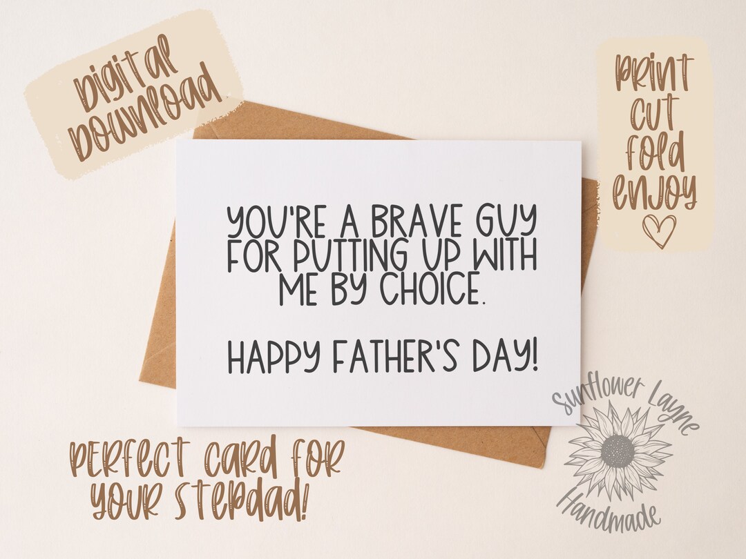 Printable Stepdad Father's Day Card Funny Stepdad Card - Etsy