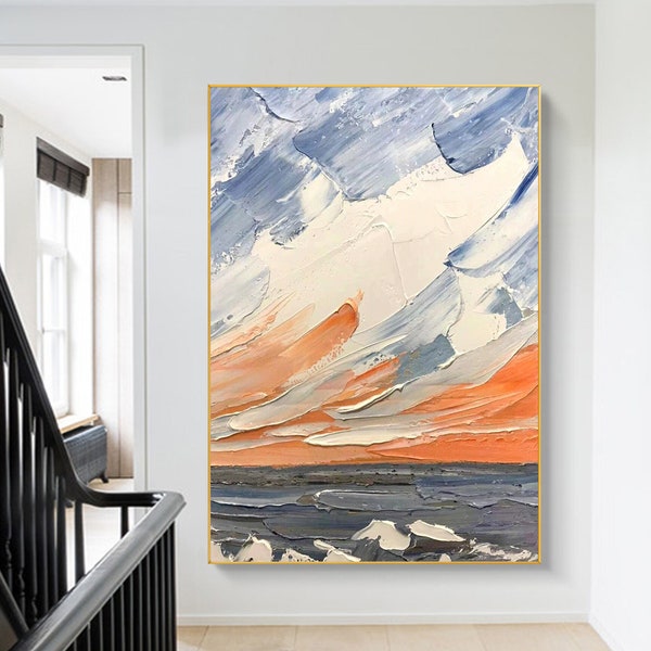 Blue Orange Abstract Etsy