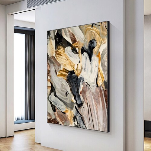 Original shops Abstract Canvas Wall Art,Abstract Painting,Large Acrylic Oil Painting,Modern Gold Painting,Contemporary Painting for Living Room