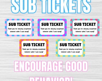 Printable Good Behavior Sub Tickets: Classroom Management (PDF)