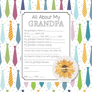 All About Grandpa Printable / Father's Day Gift / Father's Day ...