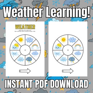 Actividad de descarga instantánea de la rueda meteorológica: divertida rueda meteorológica DIY con iconos e instrucciones/hoja de trabajo imprimible para el aula para niños