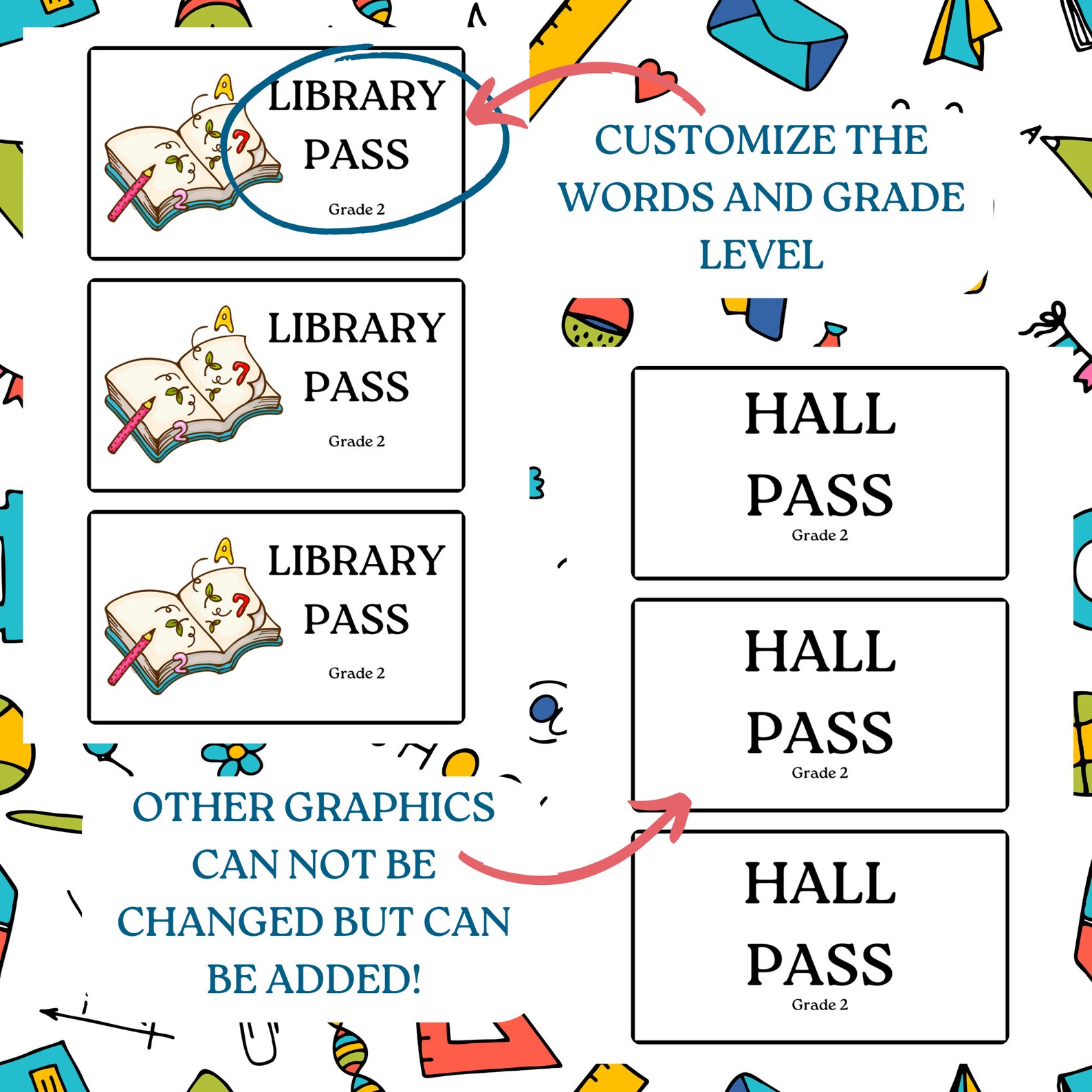 Editable Classroom Passes: Printable Teacher Resources (instant ...