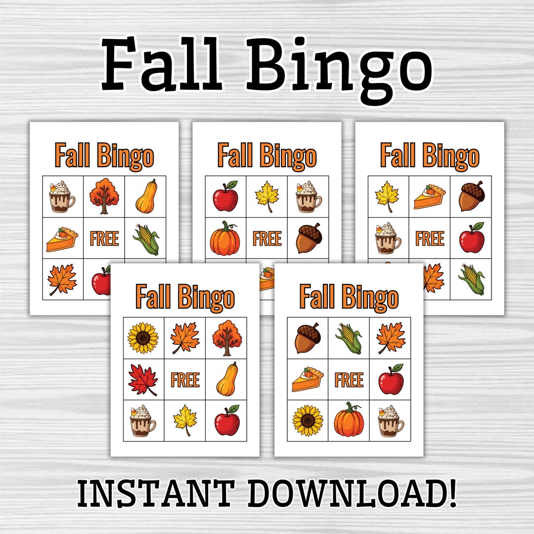 Printable Fall Bingo Game With Markers and Calling Cards | Autumn Bingo ...