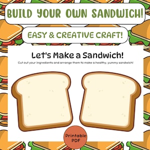 Erstellen Sie Ihr eigenes Sandwich Printable Kit - enthält eine Anleitung / eine Brotseite + 4 Seiten mit Zutaten - lustige Kinderaktivität - druckbares Handwerk