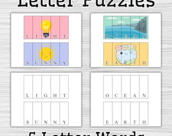 5-Letter Word Picture Puzzles: Phonics & Spelling Activity (Digital Download)