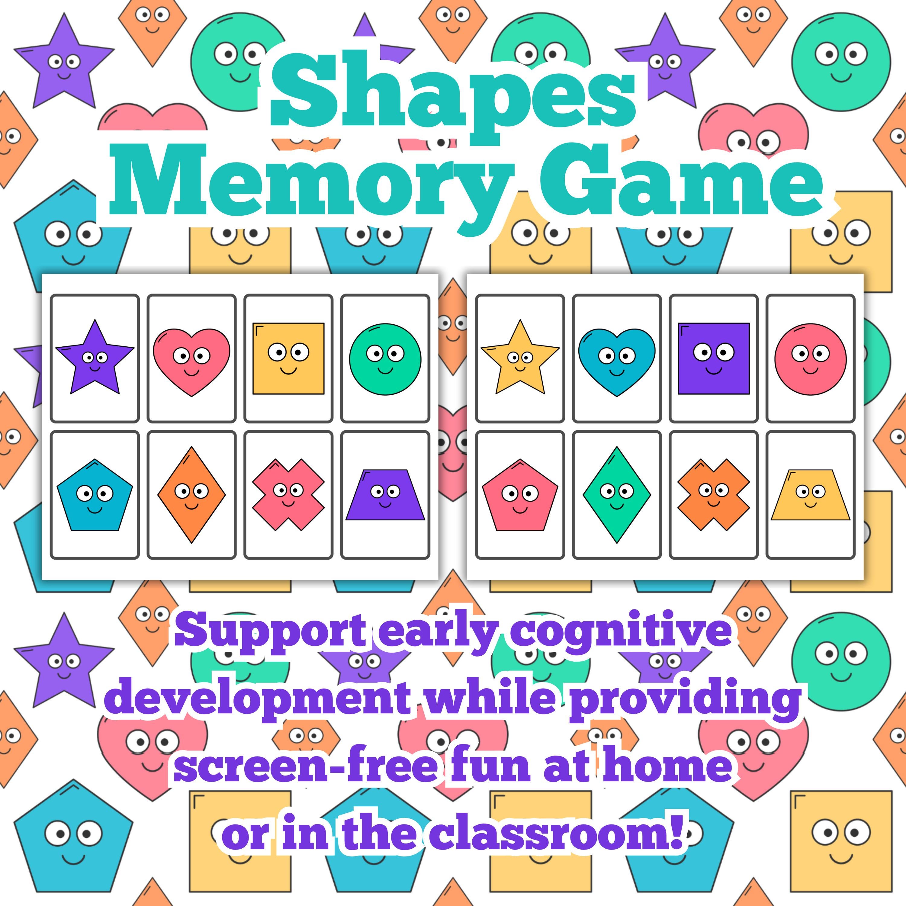 Printable Shapes Memory Game for Kids - Shape Matching Cards ...