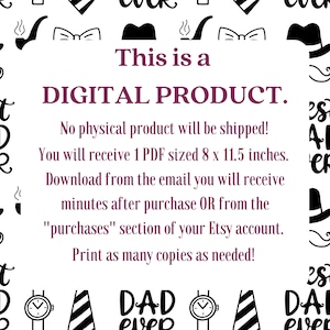 Dear Dad Printable / Father's Day Gift / Digital Download / Father's ...