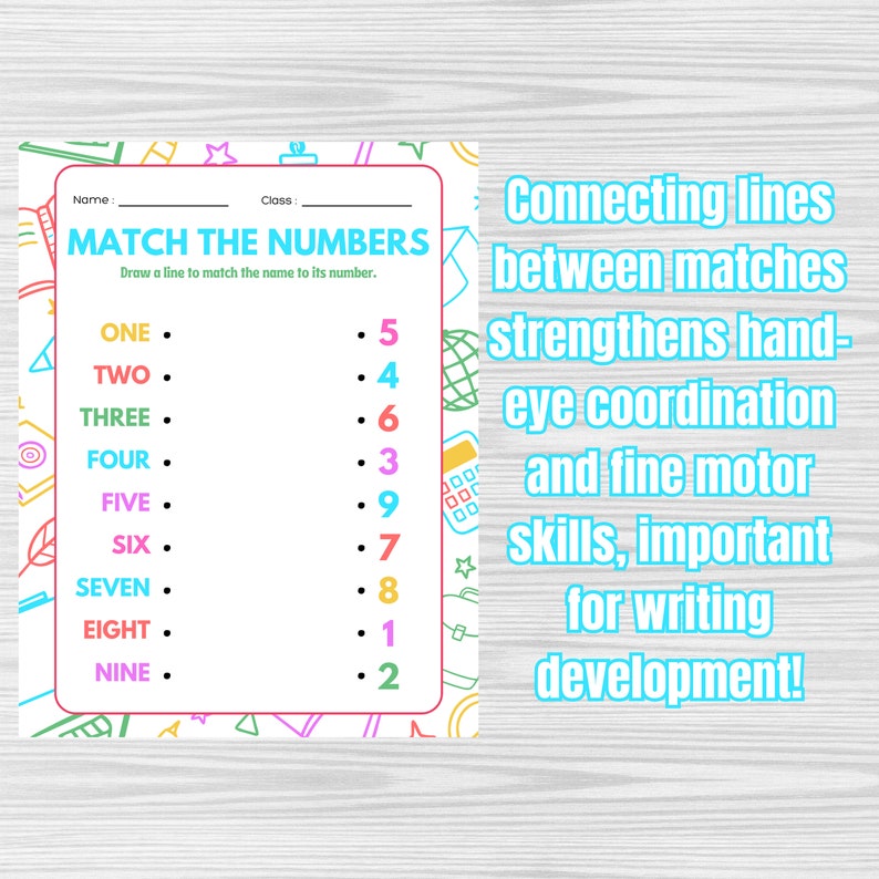 Bright & Fun Alphabet and Number Matching Worksheets Printable