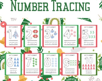 Christmas Number Tracing / Holiday Number Tracing / Early Education Teacher Resources / Classroom Printable's / Printable's for Kids